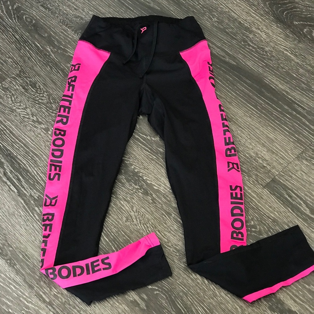 Better Bodies High-Waisted Black & Hot Pink Tights